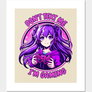 Purple anime girl gamer Posters and Art